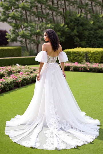 Ivory A Line Off The Shoulder Appliqued Wedding Dress